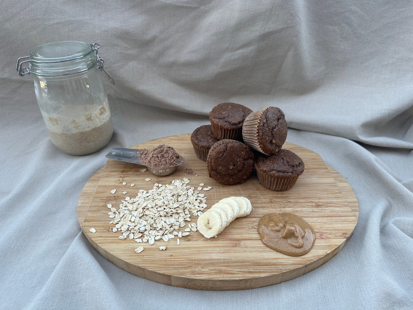 Sourdough Creamy Peanut Butter Chocolate Protein Muffins