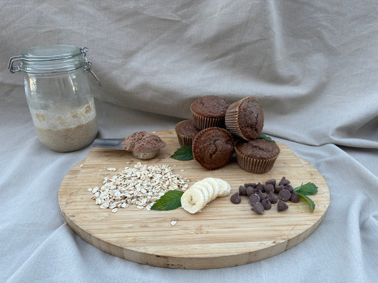 Sourdough Mint Chocolate Chocolate Chip Protein Muffins